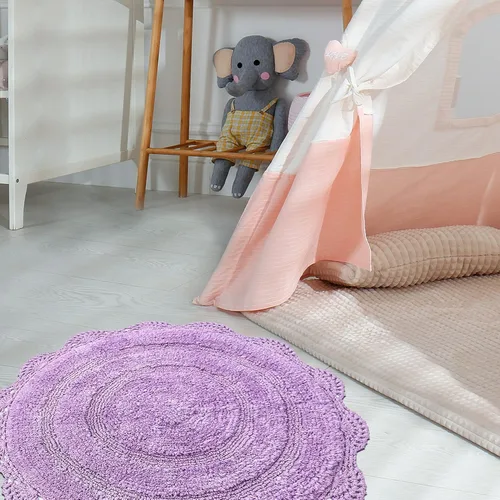 Vista 3 de Chardin home Alfombra de baño de ganchillo beige, alfombra de baño ovalada 100% algodón con borde de ganchillo artesanal hecho a mano, alfombra