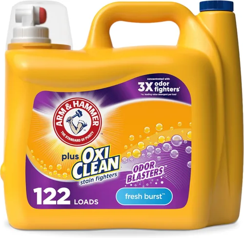 Vista 15 de ARM & HAMMER Plus OxiClean with Odor Blasters - Detergente líquido para ropa, removedor de olores de lavandería, ataca manchas, aroma botánico