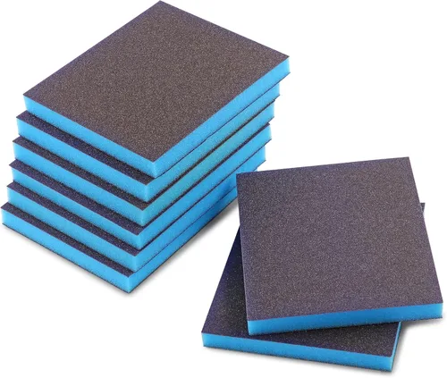 Vista 8 de 4 esponjas de lijado de grano 100, bloques de lijado medianos lavables y reutilizables, esponja de papel de lija seco húmedo para madera, metal