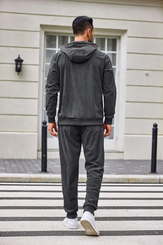Vista 4 de COOFANDY Conjunto deportivo de 2 piezas para hombre, sudadera con capucha, trajes deportivos casuales para correr