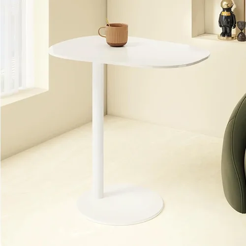 Vista 8 de Mesa auxiliar en forma de C, mesa auxiliar de hierro para espacio pequeño para sala de estar, dormitorio, baño, mesa comercial de tienda de té