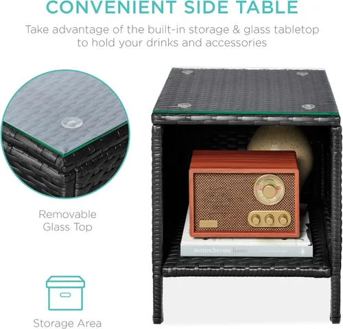 Vista 3 de Best Choice Products - Juego de 3 piezas de muebles de mimbre para conversación de patio, ahorrador de espacio, para jardín, con mesa auxiliar