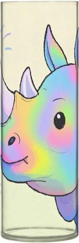 Cute Cartoon Animal Rhinoceros Plastic Cylinder Vase 11.8 x 3.9 Inch decorative Candle Holder Aesthetic Home Kitchen Table Centerpieces jarron para
