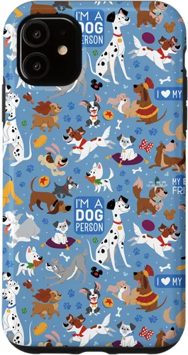 Vista 8 de Disney Funda azul para iPhone 17 con texto en inglés "Dogs I'm a Dogperson