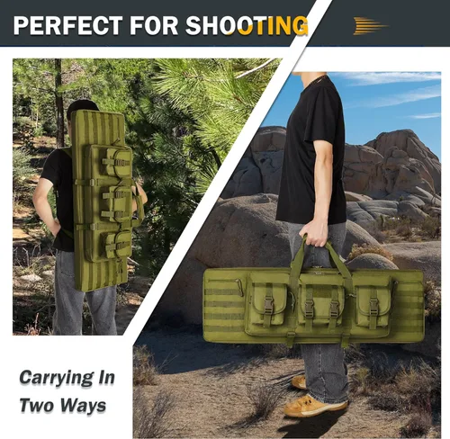 Vista 8 de Double Rifle Case for 2 Scoped Rifles - Soft Tactical Gun Bag 32/36/42/48 Inch with Concealed Backpack Straps Durable 600D Oxford Gun Case with