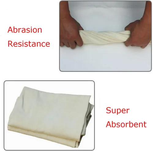 Vista 7 de H88, toalla de gamuza natural para limpieza de piel real y autos, Blanco