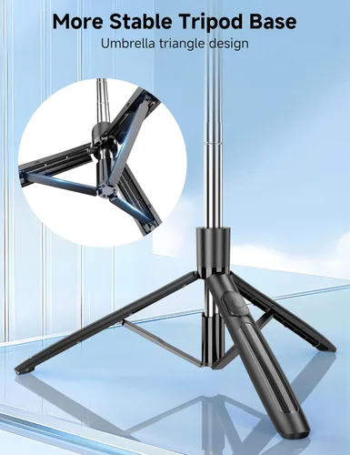 Vista 2 de Trípode de seguimiento facial automático de 66 pulgadas para iPhone, rotación de 360°, soporte de trípode con control remoto, soporte de disparo