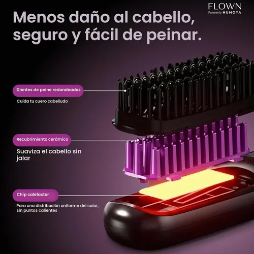 Vista 3 de Flown® Original Go Brush PRO - Cepillo térmico sin daños Cargador USB-C Negro