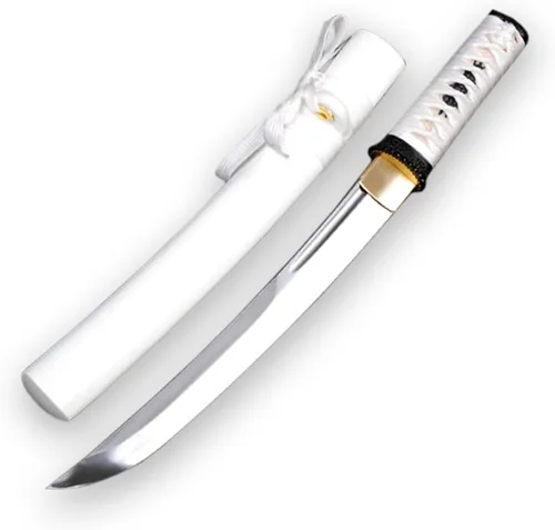 Vista 10 de Katana corta de espiga completa de acero al carbono Samurai japonés Tanto de acero al carbono