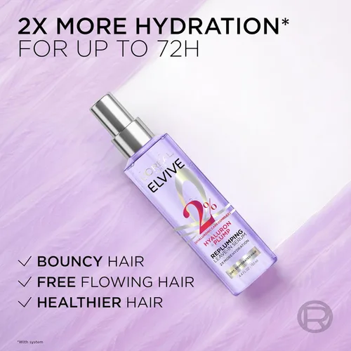 Vista 6 de L'Oréal Paris Elvive Hyaluron Plump - Suero capilar hidratante para rellenar con complejo de ácido hialurónico, para cabello deshidratado y seco