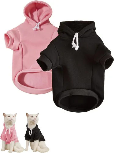 Vista 24 de QWINEE Sudadera Básica con Capucha para Perro Suéter para Cachorro Disfraces Cálidos para Gato Ropa para Mascotas para Chihuahua Cachorro Gatito