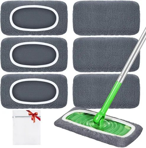 Vista 9 de Almohadillas de microfibra reutilizables compatibles con trapeador Swiffer Sweeper Mop Verde bosque