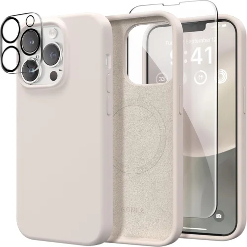 Vista 1406 de GONEZ Funda magnética para iPhone 14, compatible con Magsafe, con protector de pantalla + protector de cámara, forro de microfibra antiarañazos