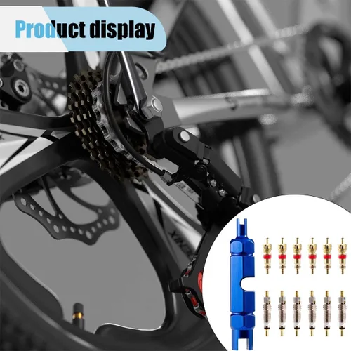Vista 6 de KITUREK Kit de herramientas de extracción de núcleo de válvula de bicicleta para válvula Presta y Schrader, herramienta de ajuste de reparación