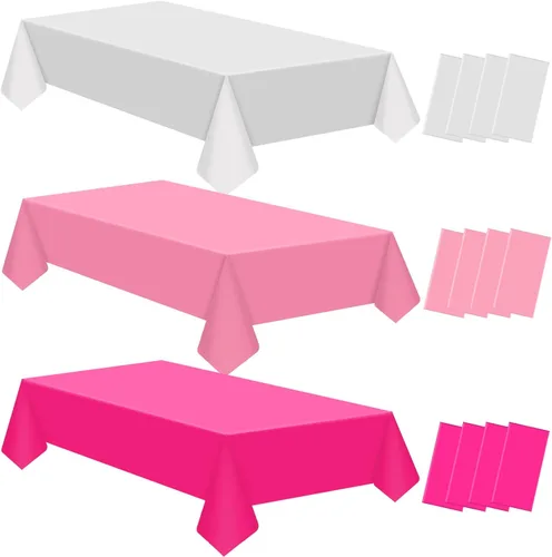 Vista 9 de Juexica 12 Pcs Disposable Plastic Tablecloth 54" x 108" Waterproof Table Cover Plastic Decorative Table Cloth for Birthday Graduation Ocean Theme