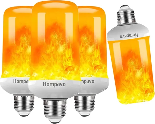 Vista 16 de Hompavo 【Actualizadas】Bombillas LED de llama, 4 modos de bombillas parpadeantes con efecto invertido, bombilla de llama E26 para Halloween, Navidad