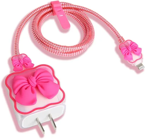 Vista 10 de Compatible con iPhone de 18 W/20 W, funda de cargador USB-C, bonito protector de cargador suave transparente con ondas de corazón 3D, bonito