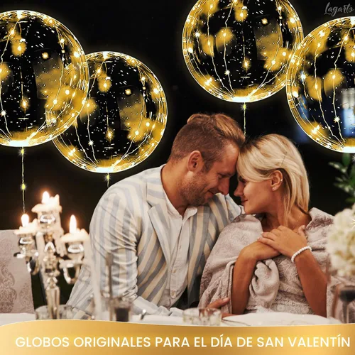 Vista 7 de 10 globos LED iluminados para fiestas, globo transparente de 18 pulgadas con cadena de luces doradas e interruptor individual, decoraciones