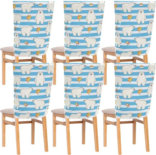 Chair Slipcovers Soft for Dining Set of 6 Office Chair Cover cubre sillas para comedor Blue White Striped Bear