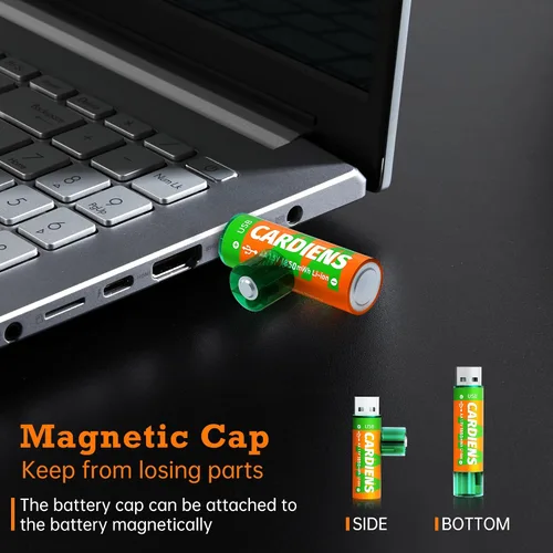 Vista 3 de Baterías AA recargables USB integradas 1850 mWh pilas AA recargables de 1.5 V doble A con indicador de carga LED, paquete de 4