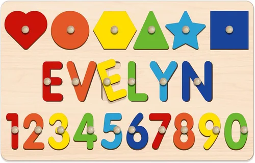 Vista 10 de Rompecabezas personalizado con nombre para niños, rompecabezas de madera para niños pequeños, regalos de cumpleaños para niñas de un año, regalos