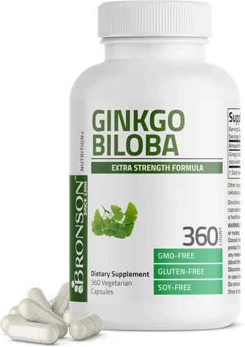 Vista 9 de Bronson Ginkgo Biloba Extra Strength Apoya la función cerebral y la memoria, 90 cápsulas vegetarianas