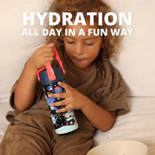 Vista 112 de Elemental Botellas de agua para niños – Botella de agua para niños Splash para la escuela con mango Pop-it – Botella de agua de plástico Tritan sin