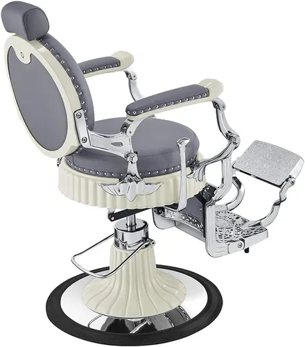 Vista 16 de Dir Silla de peluquero hidráulica resistente, sillas diseñadas antiguas de la barbería Mikado, negro