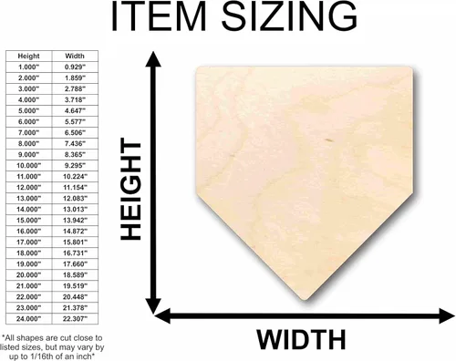 Vista 2 de Placa de madera sin terminar para el hogar, diseño de base de diamante, para béisbol, sóftbol, para manualidades, hasta 46 pulgadas, 16 pulgadas