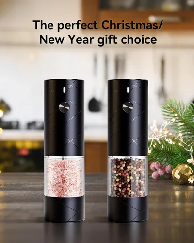 Vista 8 de Juego de molinillo eléctrico de sal y pimienta con grosor ajustable, juego de molinillo de sal y pimienta automático recargable con una mano y luz