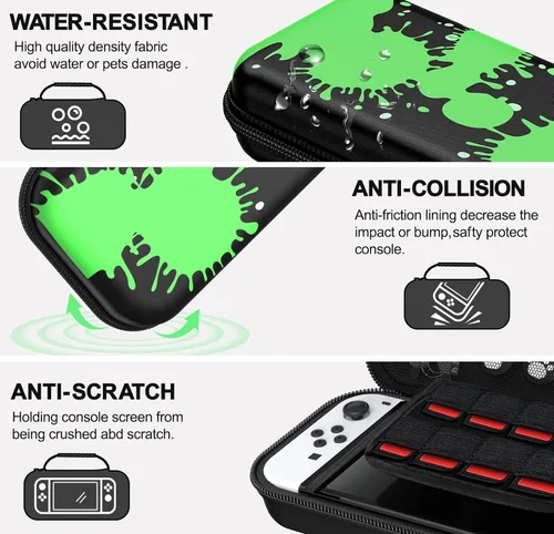 Vista 4 de Switch Case Compatible with Nintendo Switch OLED and Nintendo Switch, Switch OLED Case - Portable Hard Shell Travel Switch Carrying Case for Switch