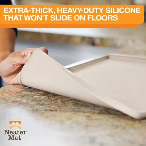 Vista 56 de Neater Pet Brands Neater Mat Tapete de comida para gatos y perros, mantel individual de silicona impermeable y sin BPA con borde elevado para debajo