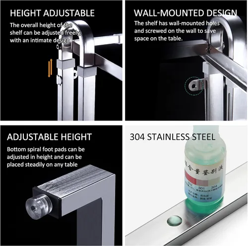 Vista 3 de AIZYR 1/9 304 bandeja de comida de acero inoxidable, contenedor de servir condimento con cubierta y cuchara para accesorios de restaurante