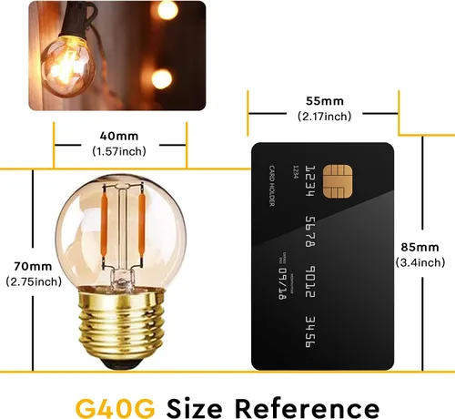 Vista 7 de Bombillas LED G40 Edison de filamento mini globo de 1 W equivalente a 10 vatios incandescentes - E26 base de tornillo bombillas LED ultra cálidas