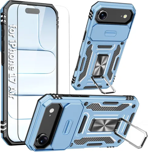 Vista 12 de Funda compatible con iPhone17 Pro con soporte, cubierta de cámara y protector de pantalla HD, doble capa a prueba de golpes, protección contra
