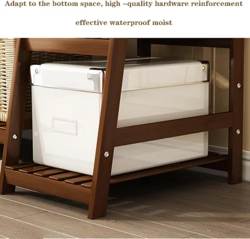 Vista 5 de Perchero con almacenamiento de zapatos, armario de bambú para almacenamiento de ropa, 63.0 x 16.5 x 55.1 in