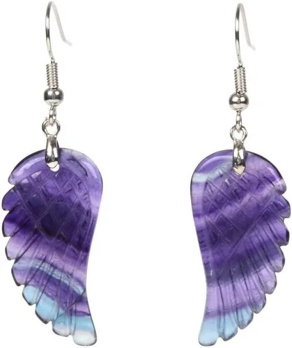 Aretes colgantes hechos a mano con alas de ángel de reiki curativas de cristal de piedras preciosas