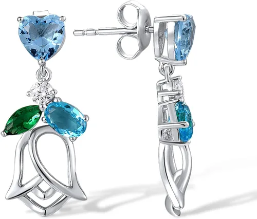 Vista 2 de Santuzza Aretes de plata de ley 925 con piedras preciosas para mujer