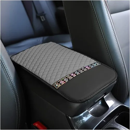 Vista 9 de Funda de cuero brillante para consola central de automóvil, protector de consola central de automóvil con diamantes de imitación de cristal