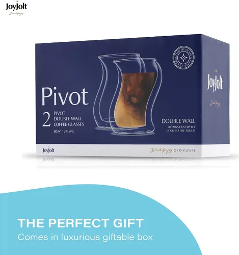 Vista 7 de JoyJolt Pivot - Vasos de cóctel con doble aislamiento, juego de 2 vasos únicos de doble pared de 8 onzas, con efecto óptico atractivo, de doble