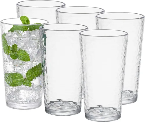 Vista 18 de KLIFA - Bonito: 14.7 y 20 onzas, juego de 8, vasos acrílicos y vasos altos para beber, sin BPA, vasos de plástico apilables, aptos para Transparente