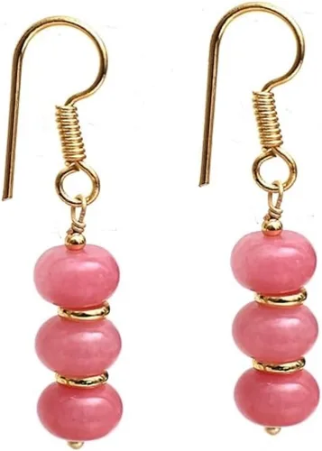 Vista 22 de Gempires - Aretes ligeros con cuentas hechas a mano, hipoalergénicos, chapados en oro, aretes colgantes para mujer