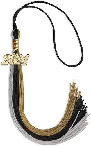 Vista 99 de Endea - Borla de graduación de triple color con gota de fecha dorada (negro/dorado/granate, 2020)