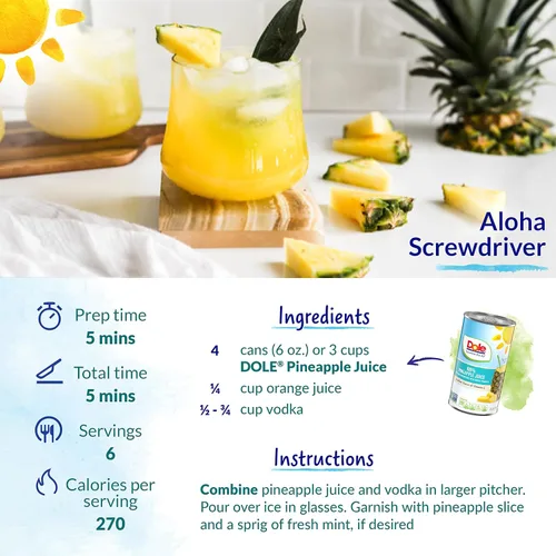 Vista 5 de Dole 100 jugo de piña 6 onzas líquidas 6 latas