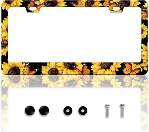 Vista 16 de Marco de matrícula de camuflaje con diseño de camuflaje de bosque, personaliza acero inoxidable, divertido diseño compatible con soporte estándar