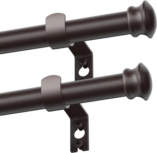 Vista 10 de CorkLatta Barras de cortina negras para ventanas de 30 a 45 pulgadas con soportes, juego de cortineros decorativos de 5/8 pulgadas de diámetro