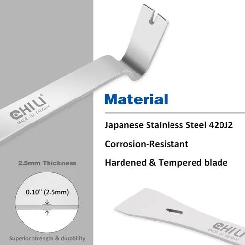Vista 3 de CHILI Tools - Mini barra de palanca de 7/8 pulgadas de ancho con extremo plano + rascador de pintura CHILI Tools 5 en 1 con mango de madera