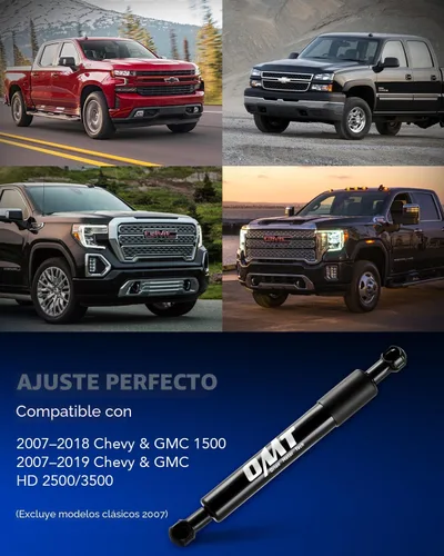 Vista 3 de Orion Motor Tech Asistencia de puerta trasera de camioneta, kit de asistencia de elevación de puerta trasera de camión compatible con Chevy Negro