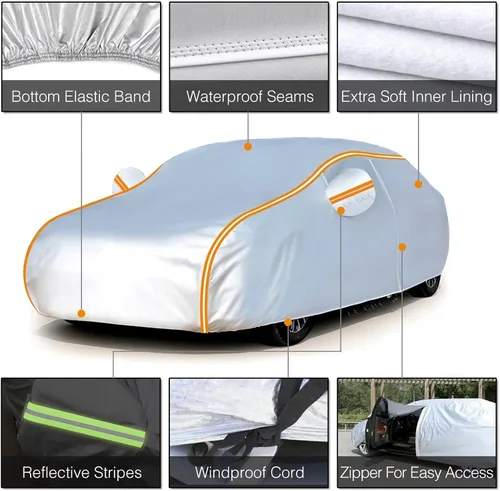 Vista 4 de Funda para automóvil compatible con Audi Q8, impermeable, para todo tipo de clima, 6 capas, cubierta para automóvil al aire libre, protección contra