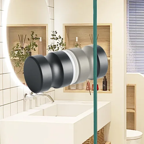 Vista 4 de Alise Manija de puerta de vidrio para ducha, perilla de puertas correderas de ducha, piezas de repuesto redondas de hardware de tracción trasera a